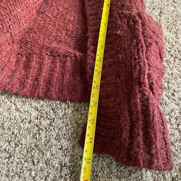 Free People sz S Burgundy‎ wool knit winter thick cardigan - Picture 10 of 11
